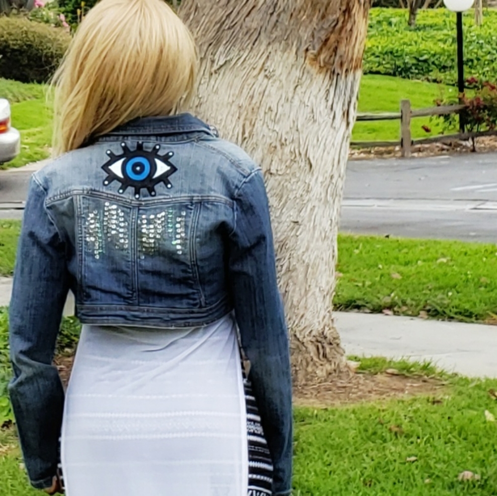 Evil Eye Denim Jacket Vest - Customized - Picture 16 of 16